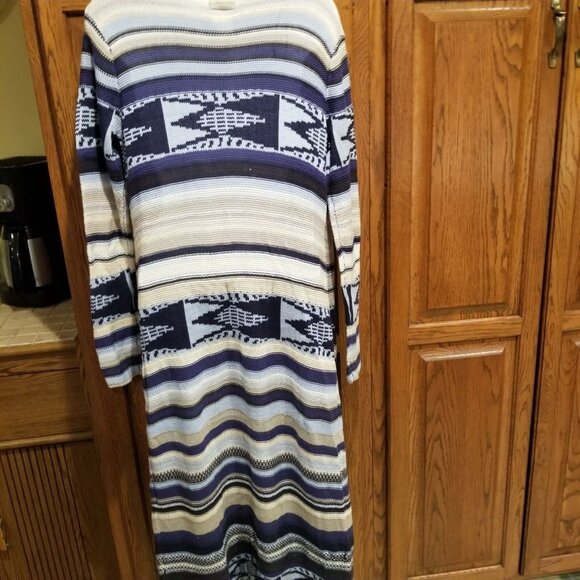 Womens M Billabong Cardigan Duster Sweater Blue Gray Long Open Front - Picture 6 of 8